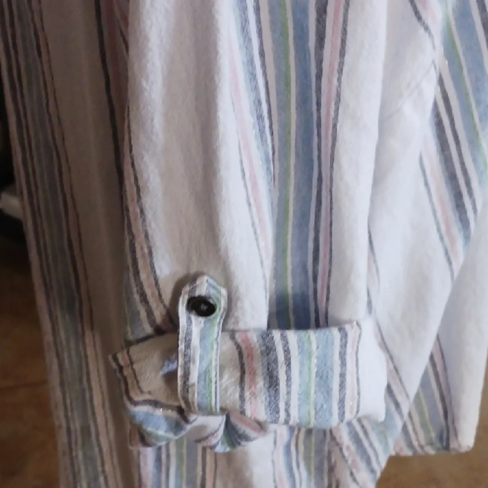 CJ Banks White and Blue Striped Blouse - Picture 3 of 8